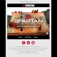 Spartan Race Email Promotion features showcases Charleston Warriors Adam Von Ins, Stephen Siraco, Orla Walsh,  Stepahine Keenan & Elea Faucheron as they appear on NBC Spartan Ultimate Team Challen