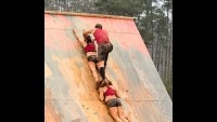 On the slip wall as NBC features Charleston Warriors in Episode 4 - Spartan Ultimate Team Challenge - Spartan vs. Ninja -  with Orla Walsh, Adam Von Ins, Stephanie Keenan, Steve Siraco and Elea Fauche